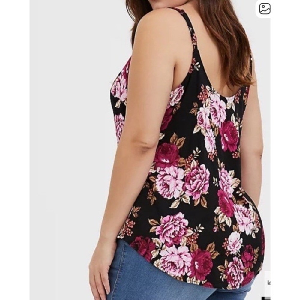 Torrid New Essential Cami Black Purple Womens 3 Floral Rayon Tank‎ Camisole 3X - Picture 9 of 9